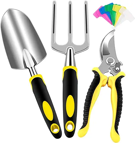 AGAKY Kit Herramientas Jardineria, 3 Pcs Herramientas de Jardín de Aluminio, Juego Herramientas Jardin con Podadora, Paleta, Trasplantadora  