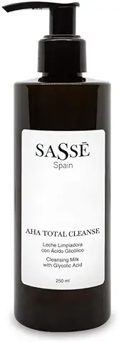 AHA TOTAL CLEANSE - Leche Limpiadora Facial Con Ácido Glicólico. Desmaquilla, Detox. Producto Natural Y Vegano. 250 Ml. Cosmética Natural Fabricada En España. Premios Innovación E I+d. Sassé.  