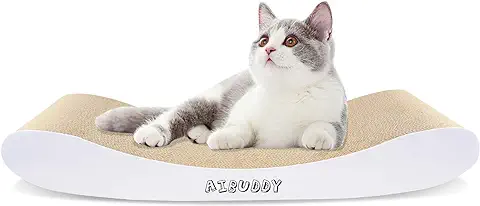 Aibuddy - Rascador para Gatos, Almohadilla Curva de Cartón para Rascado, Reversible, cama con Hierba Gatera Orgánica [ 44 x 25 x 7 cm, Cartón y Fabricación Superiores]  