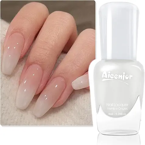 Aieenjor Esmalte De UñAs Blanco Lechoso A Base De Agua Que Se Puede Quitar, No TóXico, Adecuado Para Banquetes De Boda, Conciertos, Etc. Esmalte De UñAs Blanco Lechoso Gelatinoso 8ml  