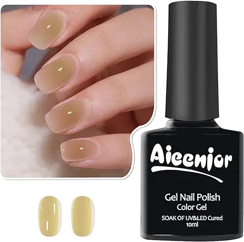 Aieenjor Esmalte de Uñas Semipermanente, Marrón Verde UV LED Soak Off Nail Art Kit Vernis Esmalte de Uñas Semipermanente Esmalte de Uñas de gel Verde Marrón 8ML  