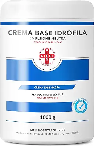 AIESI® Crema Base Hidrofílica pura Emulsión Neutra Magra (Tarro de 1 Kg), Ideal para uso Farmacéutico, Cosmético y Dermatológico, Made in Italy  