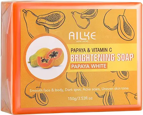 AILKE BOOST LUSTER Jabón Iluminador de Papaya con Glutatión Jabón Profundamente Hidratante, Nutritivo, Suave, Suave, Iluminador de la piel para todo tipo de Pieles 150 g  