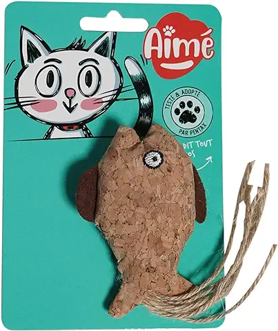 Aime - Juguete para Gato de Corcho Natural de 9 cm con Hierba de Gato, Ideal para Las Garras  