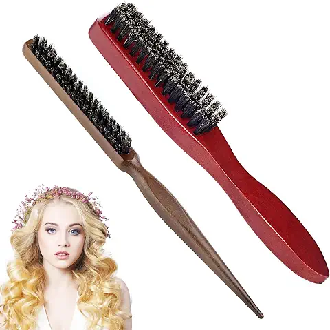 AISEELY 2Pcs Cepillo de Pelo, Cepillo Barba, Cerdas de Jabalí para Mujeres, Hombres, Niños, para Desenredar y Peine, Cerdas Naturales para Cabello Fino y Fino, Cepillo Pelo Antirotura  