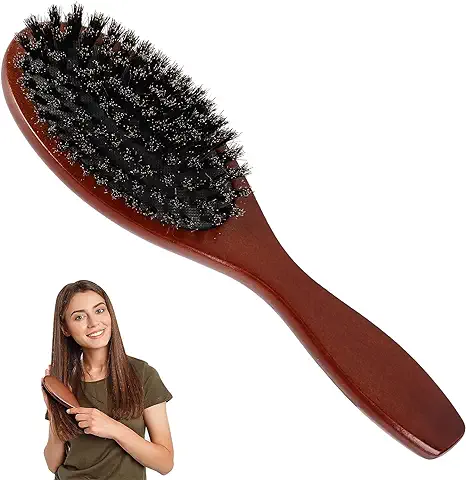AISEELY Cepillo Cerdas Jabalí para Mujeres, Cepillo Pelo Hombres y Niños, para Desenredar y Peinar, Cepillo Barba, Cepillo Cerdas Naturales para Cabello Fino y Fino, Reduce la Rotura  