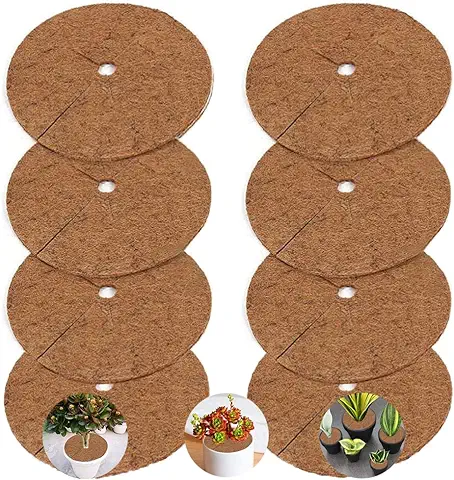 AISHOW 8 Piezas Estera de Coco Disco de Fibra de Coco Alfombrilla Antihierbas para Plantas Almohadilla de Invierno para Plantas en Maceta Biodegradable 20 cm  