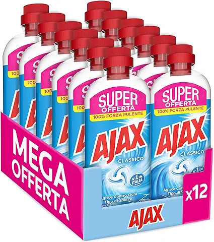 Ajax Detergente para Suelos, Clásico, Frescor y Limpieza, Multiusos sin Aclarado, Fórmula Biodegradable al 93%, 12 x 650 ml  