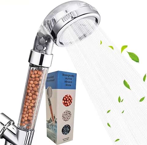 Alcachofa de Ducha Alta Presion con Filtro de 3 Niveles, Purificación y Ahorro de Agua con Perlas Filtradoras Antical y Anticloro, Cabezal Ducha Universal Desmontable  
