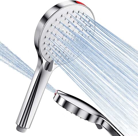 Alcachofa de Ducha Alta Presion - SREWOHS Antical Alcachofa Ducha Ahorro de Agua Cabezal de Ducha Extraíble con 5 Modos，Potente modo de Chorro para Limpiar Baños, Paredes Alicatadas,8L/Min  