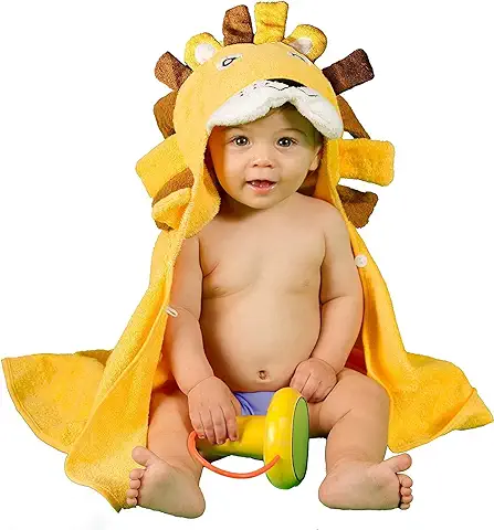 Alenyk Años Albornoz Capucha Tridimensional León Super Absorbente Doble Espesor Ducha Piscina Baño 100% Algodón Orgánico  