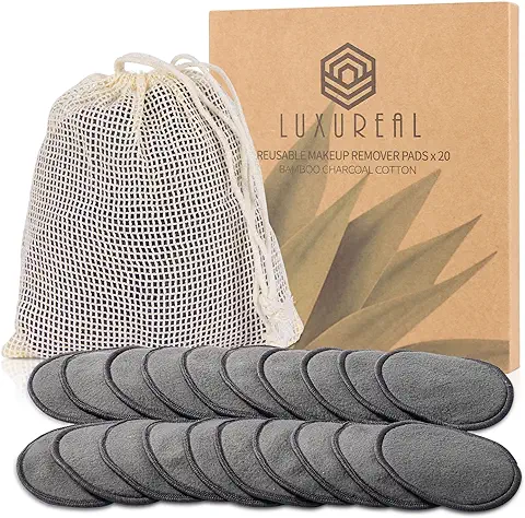 Algodones Desmaquillantes Lavables 20 Pcs, Luxureal Almohadillas Desmaquillantes Reutilizables en Bio Bambú Triple Espesor Super Suave con Bolsa de Ropa para Todo Tipo de Piel