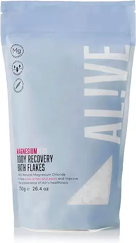 Alive - Copos de Baño de Magnesio 100% Copos de Cloruro de Magnesio Naturales, Reduce el Estrés + Ansiedad, Ayuda Natural para el Sueño, 750 g  