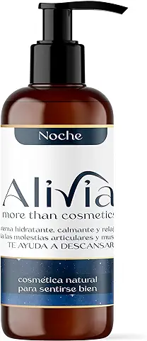 Alivia Cosmetics/Crema Hidratante Noche Corporal Multifuncional/Hidratación, Alivio del Dolor Muscular y Articular, Ayudando al Descanso, con Melatonina y Lavanda. 200 ml  