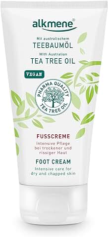 Alkmene Crema de pies con Aceite de árbol de té Australiano - Cuidado Intensivo para pies Secos y Agrietados - Crema Vegana sin Siliconas ni Parabenos - Crema de pies 1x 100 ml  
