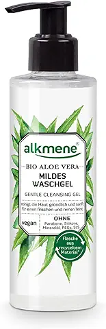 Alkmene Jabón Facial aloe vera Organico que Limpia las Impurezas - gel Limpiador para todo tipo de piel - Producto Vegano sin Siliconas, Parabenos, PEGs, SLS y SLES (1x 180 ml)  