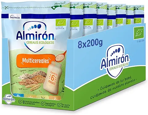 Almirón Cereales Infantiles Ecológicos Multicereales. Pack Bolsas X200G- 1.6Kg, 8 Unidades  