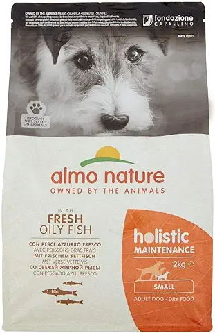 Almo Nature Pienso para Perros Adultos Holistic Dog Dry Fish (2 kg). Alimento para Perros Seco Alto en Proteínas para Razas Pequeñas con Sabor a Pescado Natural. Comida Seca de Fácil Digestión.  