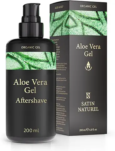 Aloe Vera Gel Hombre 3:1 - Crema Hidratante Facial Hombre + After Shave + Gel Pelo – Serum Acido Hialuronico - Cara y Contorno de Ojos - Antiojeras - Regalos Originales Para Hombre - Satin Naturel  