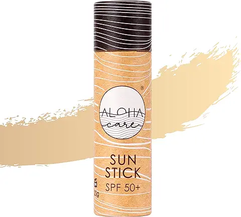 Aloha Sun Stick SPF 50+ | Protector Solar Mineral Teñido para el surf | Tubo de Papel Ecológico (beige)  