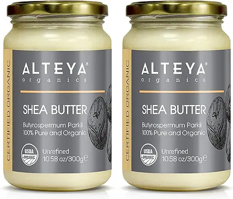 Alteya Organics Manteca de Karité Orgánica y sin Refinar 300 g x2 – Certificada por el USDA – Apta para todo tipo de piel – Cuerpo, Rostro, Labios y Cabello – Nutre, Protege e Hidrata  