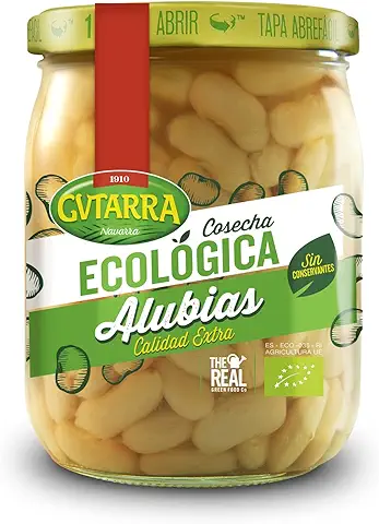 Alubia Blanca GVTARRA 100% Natural y Ecológica, sin Grasas, sin Azúcares y sin Conservantes. Con todo el Sabor y la Frescura de Nuestra Cosecha. Elaborado en Navarra España, 520g  