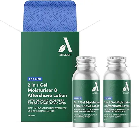 Amazon Aware - Recambio de Gel Hidratante y Loción para Después del Afeitado 2 en 1 para Hombre con aloe vera Ecológico y ácido Hialurónico, 50ml, Paquete de 2  