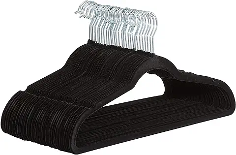Amazon Basics - Perchas de Terciopelo para Trajes - Paquete de 30, Negro  