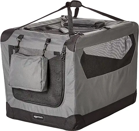 Amazon Basics - Transportín para Mascotas Suave Plegable gris de 30 «  