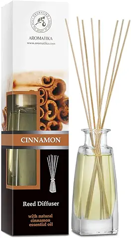 Ambientador Canela 100ml con 10 Varillas de Bambú - 100% Puro y Natural - Ambiente y Duraderas - Set de Regalo para Aromatizar Todos los Ambientes  