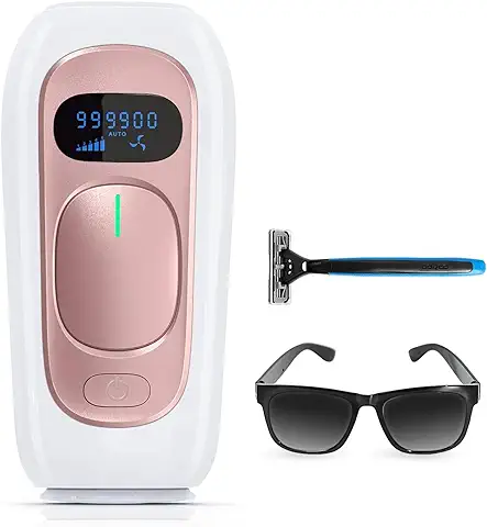 AMINZER Depiladora Luz Pulsada IPL, 999,900 Flashes,2 Modos,Depilación Láser Indoloro Dispositivo Profesionalpara Piernas, Bikini, Axilas, Cara, Cuerpo  