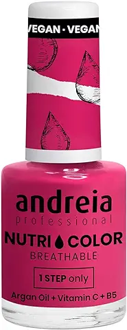 Andreia Professional NutriColor - Esmalte de Uñas Vegano con Nutrientes 100% Natural | Laca de Uñas Transpirable y Amigable con Uñas - Color NC36 Hot Pink - 10,5ml  