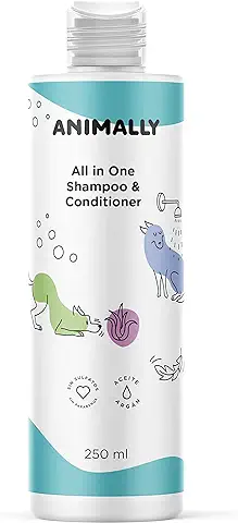 Animally All in one Shampoo & Conditioner 250ML Champú con Acondicionador para Perros y Gatos. Champú sin Sulfatos, Parabenos ni Siliconas. Vegano.  