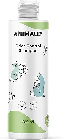 Animally Odor Control Shampoo. Champú Antiolor y Seborregulador para Perros y Gatos. Champú Vegano, sin Sulfatos y sin Parabenos. 250 ml  