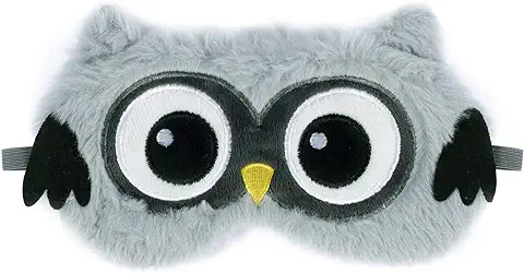 Antifaz Dormir Niño, Máscara de Ojos de Felpa Esponjoso en 3D, Antifaz para Dormir Bonitos de Dibujos Animados Divertidos para Viajes Siesta Dormir Niños Adultos (19 x 11 cm, Gris)  