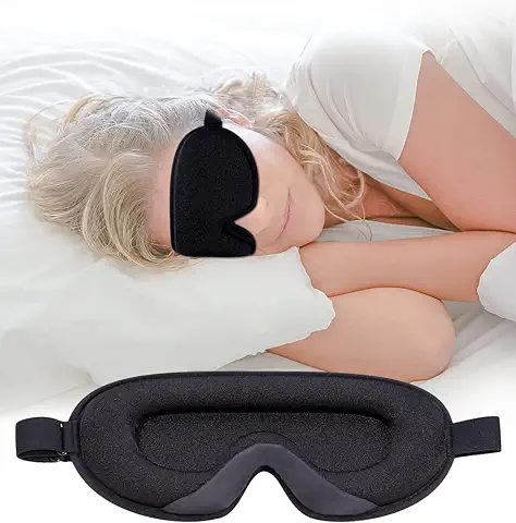 Antifaz para Dormir Antifaz Dormir 3D Máscara para Dormir para Mujeres Hombres Diseño de Bloquea la Luz con Correa Ajustable para Dormir, Tomar una Siesta, Meditar, Descansar Bien y Viajar, Negro  