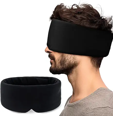 Antifaz para Dormir, Antifaz Dormir Transpirable 100% Seda de Hielo, Suave y Adecuado Para Cualquier PosicióN para Dormir, Unisex, Velcro Ajustable, Adecuado Para Yoga de Siesta de Viaje (Negro)  