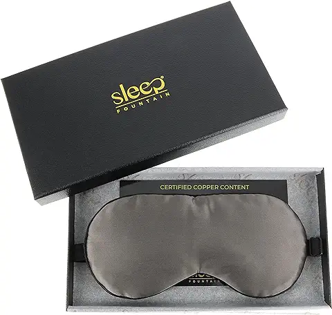 Antifaz para Dormir de Lujo de Sleep Fountain | Máscara para Ojos Opaca de Seda y Cobre, Suave y Antiedad | Ayuda Natural para Descansar Mejor y Cuidar la Piel | Con Funda y Tapones para los Oídos  