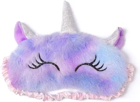 Antifaz para Dormir Felpa, Antifaz Dormir Unicornio Violeta Suave Mascara para Dormir Animal con Banda Elástica, Antifaz para Dormir Ojos Mujer Niños para Avión, Tren, Hotel, Descanso  