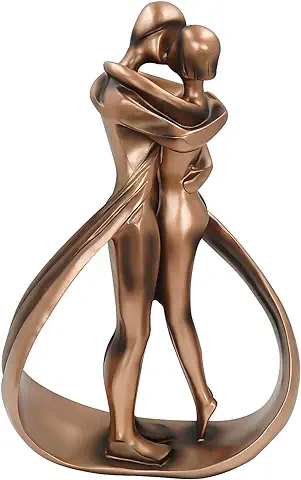Aoneky Estatua de Pareja - Figura Decorativa de Pareja de Beso, Material de Resina, Estilo Romántico Moderno, Color Bronce, Figura Decoración para Casa Hogar  