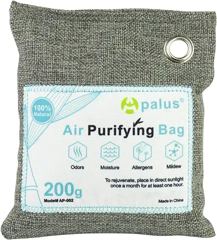 Apalus ® Bolsa de Carbón Activo De Bambú, Deshumidificador Y Purificador De Aire. Ambientador Natural Eficaz y Desodorante para Eliminar los Olores De Armario, Cocina, Zona de Mascotas, (200G)  