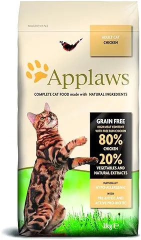 Applaws Alimento Seco Natural sin Granos para Gatos Adultos, Sabor a Pollo - Bolsa Resellable de 2 kg  