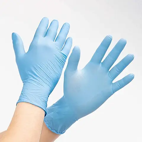 Areso 100 pcs Guante Nitrilo Desechables Azules Guantes sin Latex y sin Polvo | Uso en Gastronomía, Limpieza, Veterinaria, Tatuajes... | Guante Elástico, Confortable e Impermeable  