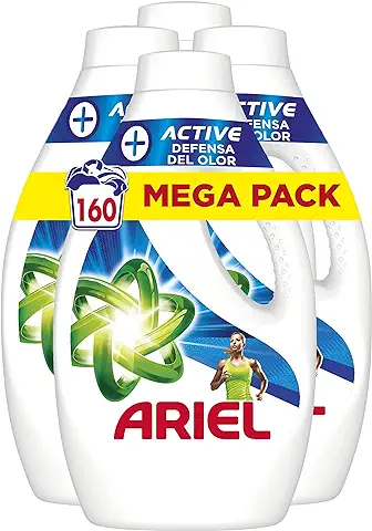 Ariel Detergente Lavadora Líquido 160 Lavados (4 x 40) Active, Acción Antiolor, Limpieza Profunda Incluso en Frío  