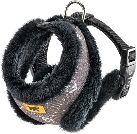 Arnés para Perros Gatos NIKITA FUR XS, Transpirable, Piel Ecológica Suave, Cintura Ajustable, Taupe  