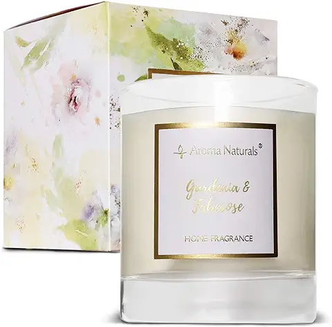 Aroma Naturals Vela Perfumada, Velas de Aromaterapia para el Hogar, Regalos de Velas para Mujeres, cera de soja Natural, 35 Horas de Tiempo de Combustión (Gardenia y Tuberosa)  