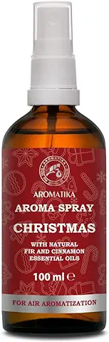 Aroma Spray Navideño 100ml - Spray con Aceite Esencial de Abeto y Canela - Perfumador Hogar - Perfume de Interior - Aroma de Coníferas - Spray Almohada - Ambientador Armario Ropa - Perfumador Spray  