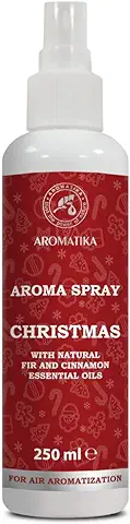 Aroma Spray Navideño 250ml - Spray con Aceite Esencial de Abeto y Canela - Perfumador Hogar - Perfume de Interior - Aroma de Coníferas - Spray Almohada - Ambientador Armario Ropa - Perfumador Spray  