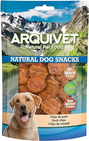 Arquivet, Chips de pato para Perros, Snacks Naturales para Perro, Golosinas para Perro, Chuches para Perro, Premios y Recompensas Caninas, Comida para Perros, 100 g  