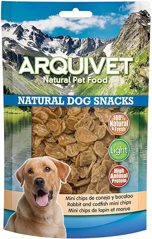 Arquivet, Mini Chips de Conejo y Bacalao, Snacks Naturales Perros, Natural Dog Snacks, 100 g  